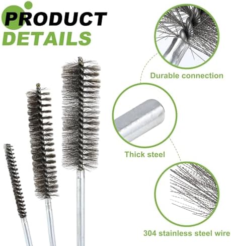 HARFINGTON 4pcs Wire Bore Brush Set 8 Inch Length 1.4 Inch Shank Stainless - Image 4