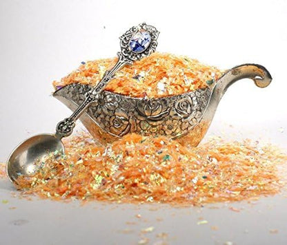 Golden Orange Iridescent Ice Flakes Glitter Flakes for Nail Art - Lightweight Holographic Polyester - 311-4373 - 1/2 oz (14 grams)