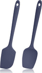 600ºF Heat Resistant Spatulas, High Heat Food Safe Semless Kitchen Silicone Scraper Set for Cooking Baking Mixing Scraping Stirring Nonstick Cookware Pan Bowl (2Pcs,Midniaht Blue)