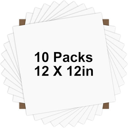 HTVRONT White HTV Heat Transfer Vinyl Bundle: 10 Pack 12"x12" Iron on for T-Shirt (1 PTFE Sheet Included), PU HTV Easy to Cut & Weed for Heat Design