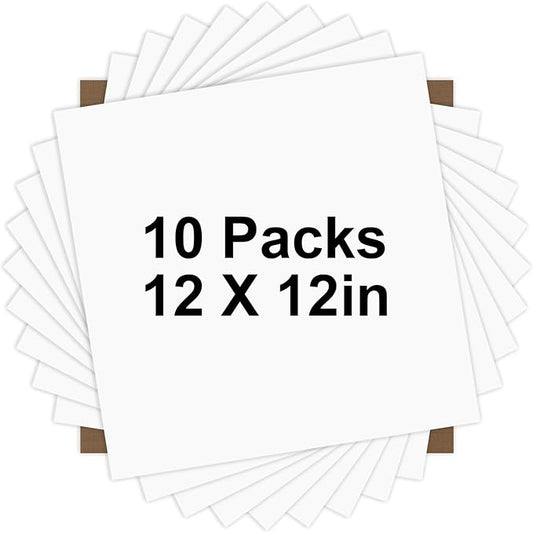 HTVRONT White HTV Heat Transfer Vinyl Bundle: 10 Pack 12"x12" Iron on for T-Shirt (1 PTFE Sheet Included), PU HTV Easy to Cut & Weed for Heat Design