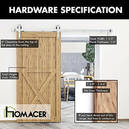 Homacer Brushed Nickel Non-Bypass Sliding Barn Door Hardware Kit, - Image 5