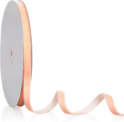 3/8" X 20 Yards Peach Velvet Ribbon for Christmas Tree Wreath Decoration Handmade Crafts Ornaments Gift Wrapping & Bow Making
