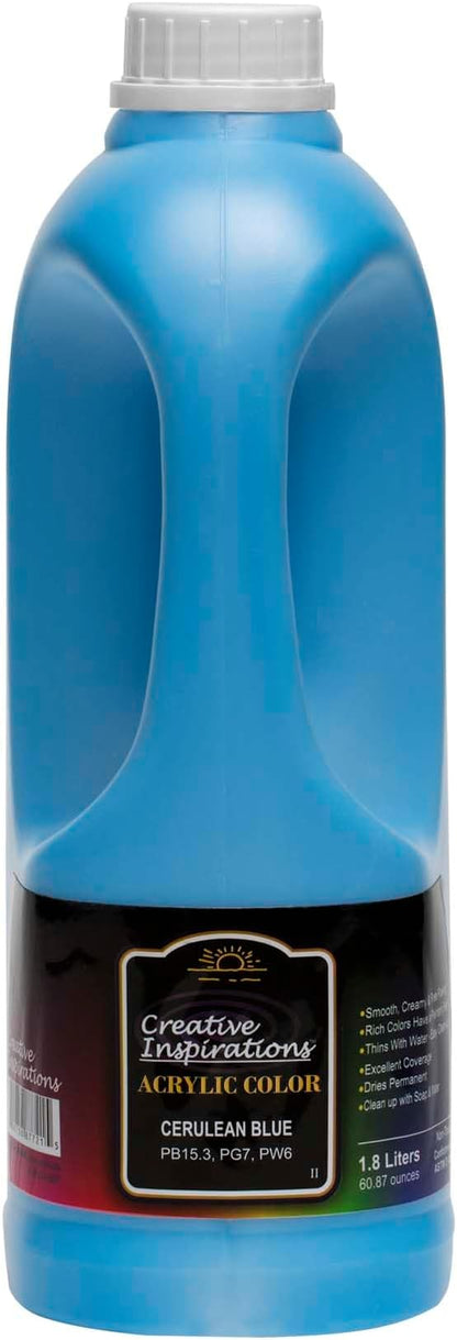 Creative Inspirations Acrylic Paint - Cerulean Blue - 1.8 Liter - Smooth & Creamy Consistency, Vibrant Pigmentation, Great Coverage for Artists - Clean Up with Soap & Water