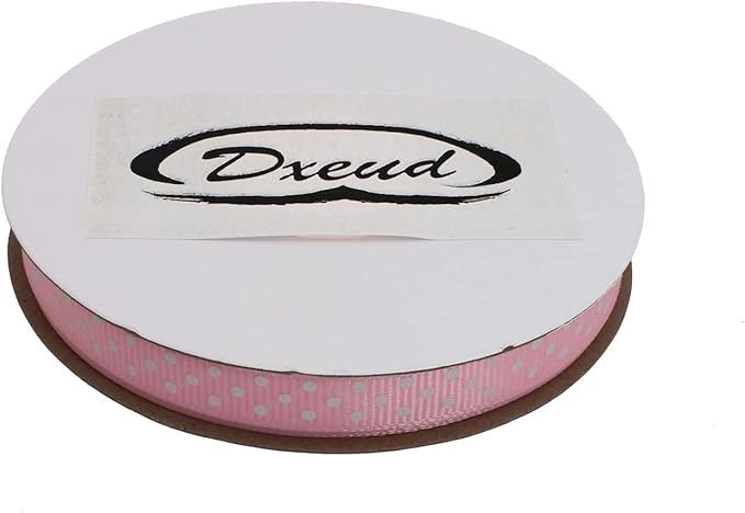 Polka Dot Grosgrain Ribbon 25 Yard Each Roll 100% Polyester (3/8", Pink)
