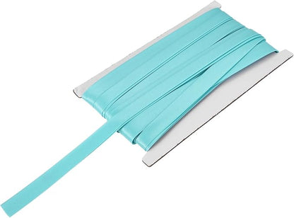 MECCANIXITY Double Fold Bias Tape for Sewing 5/8 Inch x 12 Yards Satin Pre-fold Continuous Binding Tape for Seaming Quilting Hemming Binding DIY Crafts, Sky Blue