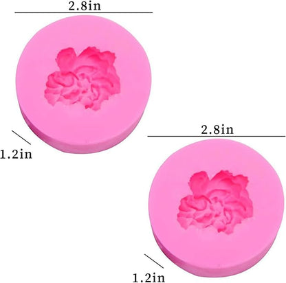 Wehous 2PCS Carnation Flower Candle Molds, 3D Flower Fondant Chocolate Cake Cupcake Topper Decoration Mold, Cute Floral Epoxy Resin Candle Soap Wax Concrete Polymer Clay Casting Craft Mould