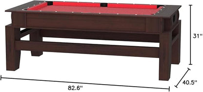 7ft Pool Table Air Hockey 2 in 1 Pool Table Red Felt - Billardhockey