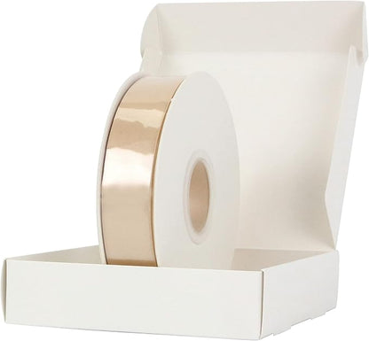 HUIHUANG Champagne Satin Ribbon 1 inch Silk Satin Ribbon 50 Yards Double Face Satin Ribbons for Wedding Decor Christmas Gift Wrapping Tree Decor Bows Bridal Floral Bouquet Invitation Card Party