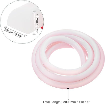 uxcell Flexible Molding Trim, 118 Inch Flexible Quarter Round Molding Silicone Peel and Stick Trim Self Adhesive Shower Water Barrier for Corner Decor Bathroom Kitchen, Transparent