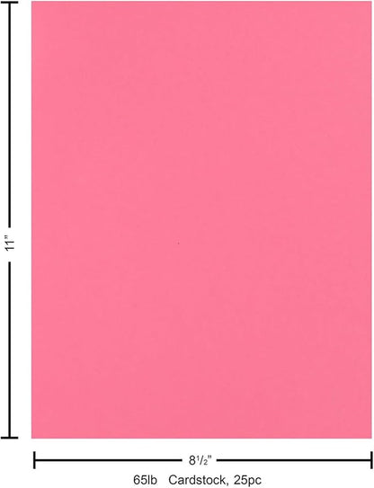 PA Paper Accents Stash Builder Cardstock 8.5" x 11" Hot Rose, 65lb Colored cardstock Paper for Card Making, Scrapbooking, Printing, Quilling and Crafts, 25 Piece Pack