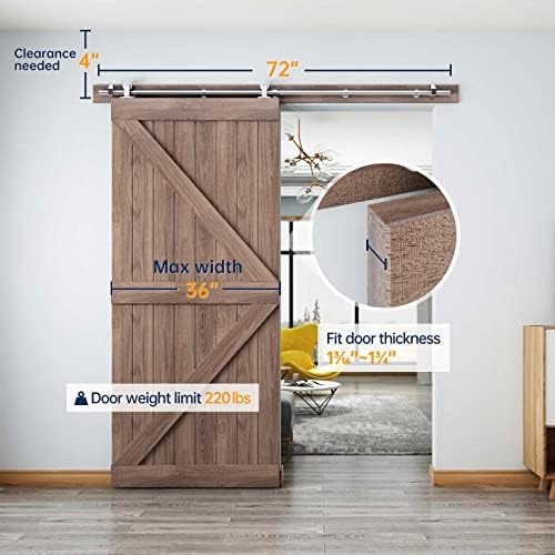 EaseLife 6 FT Top Mount Stainless Steel Sliding Barn Door Hardware Track Kit - Image 6