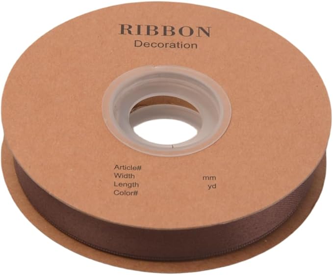 Double Side Satin Ribbon, Continuous 20 Yards,Use for Craft Bows Bouquet, Gift Wrapping, Wedding Decoration, Floral Arrangement (Coffee, 5/8 inch)