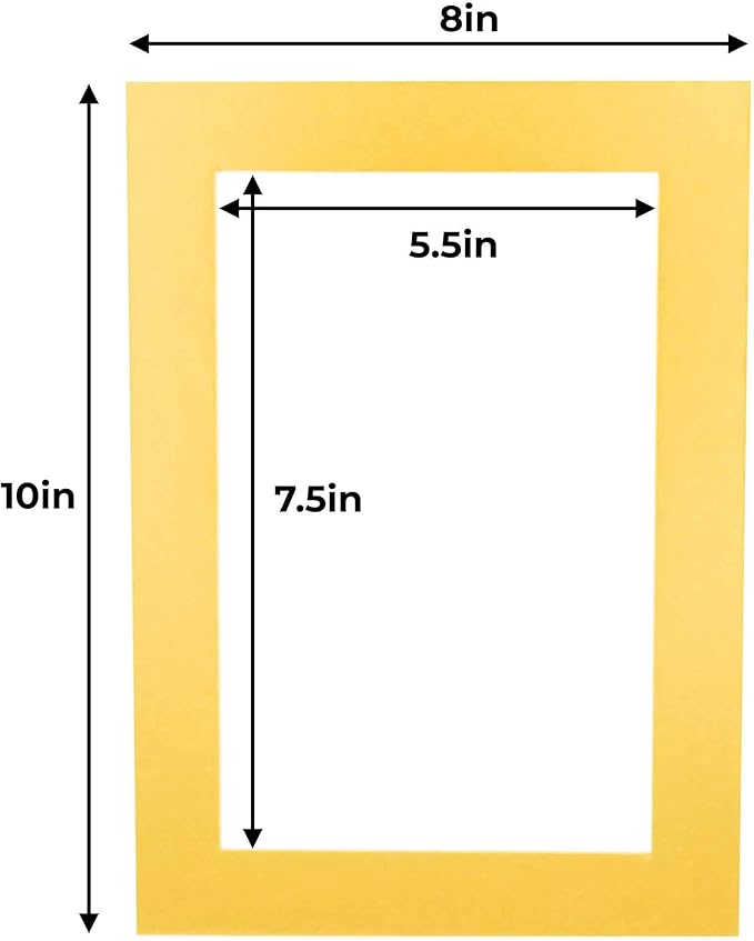 6x8 Mat for 8x10 Frame - Precut Mat Board Acid-Free Metallic Gold 6x8 Photo Matte Made to Fit a 8x10 Picture Frame, Premium Matboard for Family Photos, Show Kits, Art, Picture Framing, Pack of 1 Mat