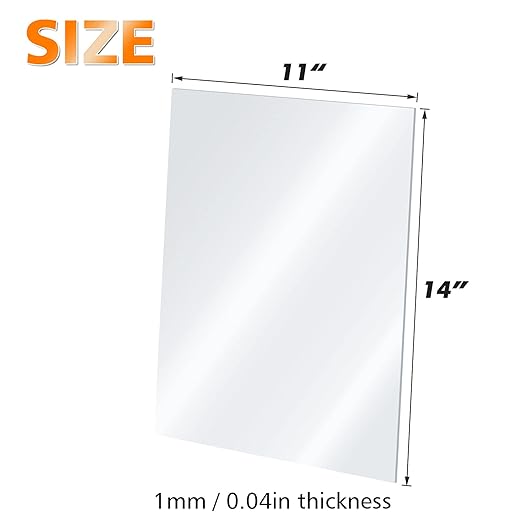 Egofine Plexiglass Sheets Acrylic Sheets 20 Pack of 11x14’’ 0.04 Thick Clear Plastic Cast Transparent Plexi Glass for Crafting Projects, Replacement Picture Frame Glass, DIY Display, Easy to Cut