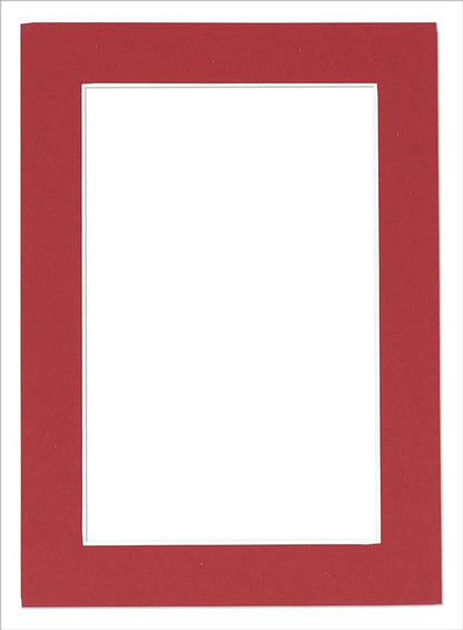 Poster Palooza 8x10 Mat Bevel Cut for 5x8 Photos - Acid Free Deep Red Precut Matboard - for Pictures, Photos, Framing - 4-ply Thickness