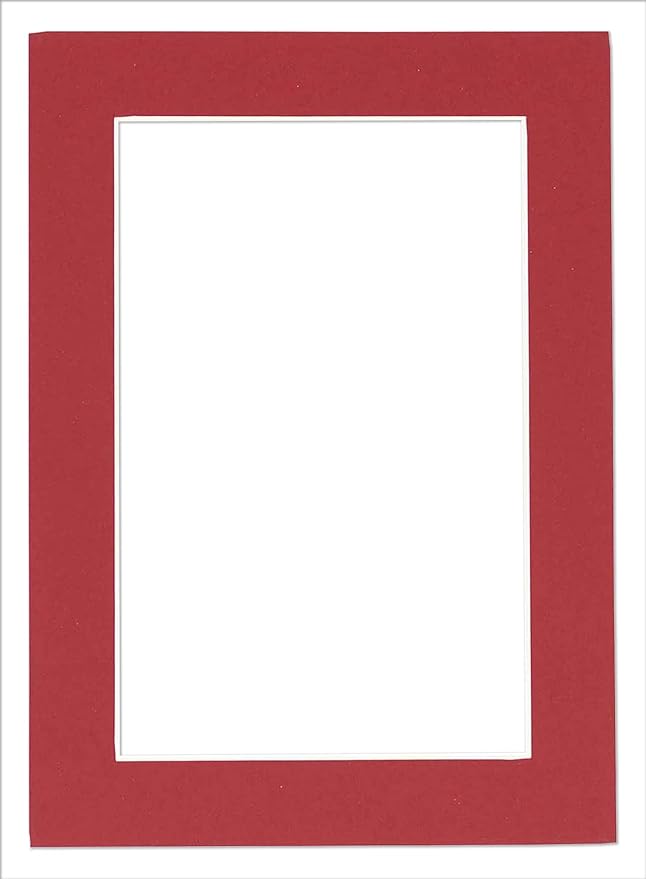 Pack of TEN 8.5x11 Mats Bevel Cut for 7x9 Photos - Acid Free Deep Red Precut Matboards For Pictures, Photos, Framing - 4-ply Thickness