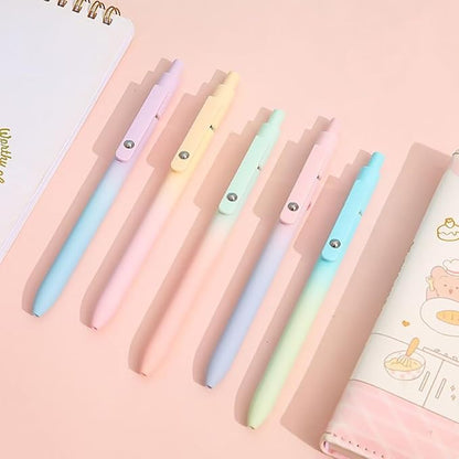 Gel Pens, 5Pcs Smooth Writing Medium Point 0.7mm Pens for Journaling, Black Ink Cute Stationary Office Desk Accessories, Aesthetic School Office Supplies for Women (5Pcs Gradient-Black Ink)