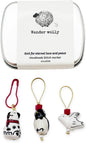 Wander wolly Handmade Animal Stitch Markers for Knitting, Three Pieces in Storage Case, One Dove, One Penguin, and One Dalmatian