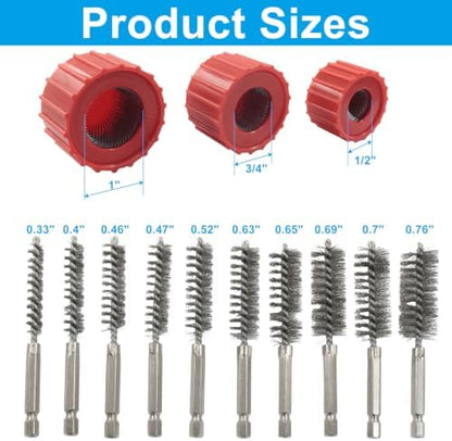13 Pcs Copper Pipe Cleaner, 1/2" & 3/4" & 1" Cleaning Brush - Image 2