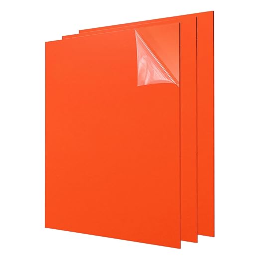uxcell 3Pcs Acrylic Sheets 8x8 Inch Acrylic Panel 1/8 Inch-3mm Plastic Board for Picture Frames Sign Holders DIY Display Projects Craft, Orange
