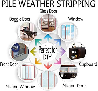 Weather Stripping Brush for Sliding Windows/Doors Frame Side, Pile Self - Image 4