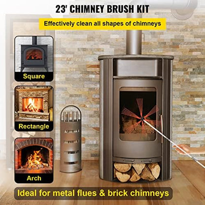 VEVOR Chimney Sweep Kit 23FT Length, Chimney Brush Kit - Image 2