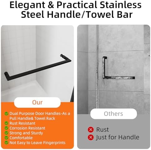 ACE DECOR 28-32" W x 72" H Frameless Pivot Glass Shower Door, Matte Black - Image 4