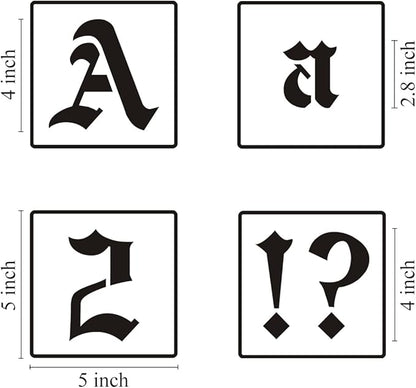 4 Inch Alphabet Letter Stencils for Painting - 70 Pack Old English Letter Stencil Templates with Numbers and Signs for Painting on Wood, Reusable Letters Stencils for Chalkboard Wood Signs & Wall Art