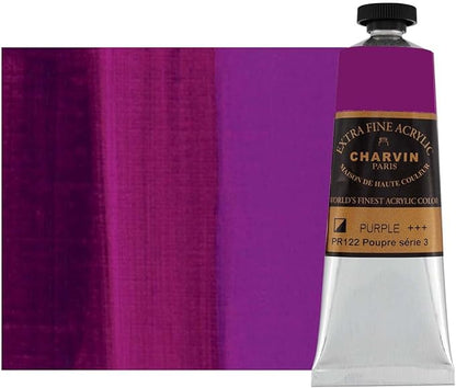 Charvin Extra Fine Professional Acrylic Paint - Purple, 60ml Tube, Triple-Milled, Lightfast Pigments, Open Stock Artist Acrylic Paints in Nature-Inspired Hues