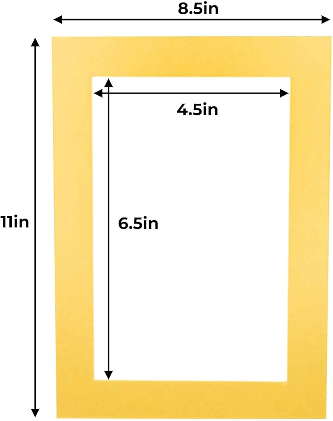 5x7 Mat for 8.5x11 Frame - Precut Mat Board Acid-Free Show Kit with Backing Board, and Clear Bags Metallic Gold 5x7 Photo Matte Made to Fit a 8.5x11 Picture Frame Matboard for Framing, Pack of 10 Mats