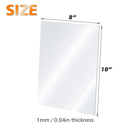 Egofine Plexiglass Sheets Acrylic Sheets 6 Pack of 8x10’’ 0.04 Thick Clear Plastic Cast Transparent Plexi Glass for Crafting Projects, Replacement Picture Frame Glass, DIY Display, Easy to Cut