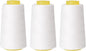 Sewing Thread Cone Set, 3 Pack Serger Thread, 3000 Yards Each, All Purpose Thread for Sewing, Quilting, Machines, Overlock, Merrow & Hand Embroidery (White*3)