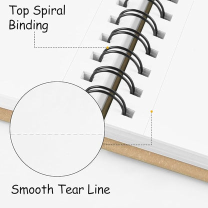 8.3x5.8 Sketch Book, Top Spiral Bound Sketch Pad, 60sheets 92lb/150gsm Bright White Paper, Acid-Free Mixed Media Paper for Painting, Dawing & Art Supplies. B-Beige
