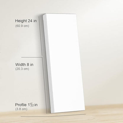 PHOENIX 8x24 Inch 3 Pack Gallery Canvas -1.5 in Thick Long Skinny Canvases for Painting - Deep Edge 100% Cotton 11 Oz. Gesso Primed White Blank Professional Canvas Oil & Acrylic Paints