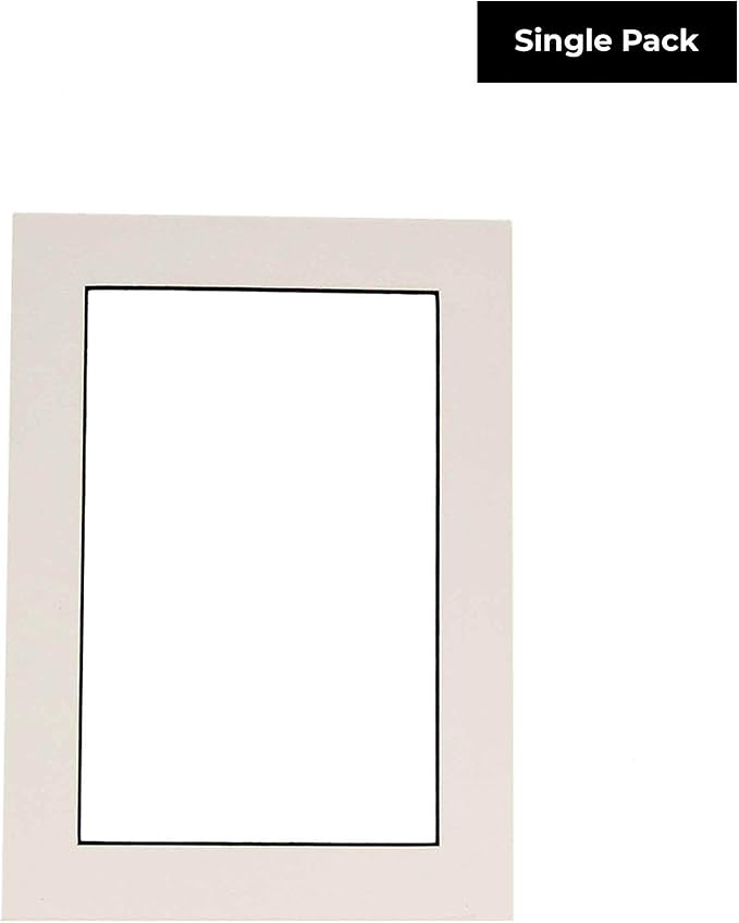 Poster Palooza 8x10 Mat Bevel Cut for 5x8 Photos - Acid Free White with Black Core Precut Matboard - For Pictures, Photos, Framing - 4-ply Thickness