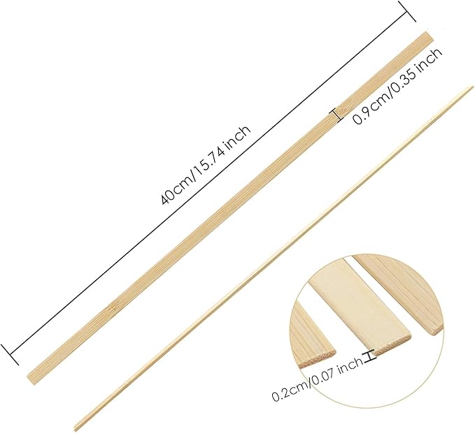 Pllieay 100 Pieces Bamboo Sticks for Craft, Wood Strips Wooden Extra Long Sticks for Crafting (15.75 Inches Length × 0.35 Inches Width)