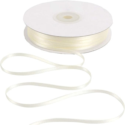 HUIHUANG Solid Color Satin Ribbon 1/8 inch x 100 Yards Roll Ribbon Thin Small Satin Double Faced Ribbon for Crafts Gift Wrapping Wedding Invitation Card DIY Bows(Beige/Ivory)