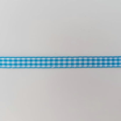 Micomon Vivid Blue and White Woven Edge Plaid Ribbon 100% Polyester Gingham Ribbon 25 Yards Each Roll (3/8",Vivid Blue)