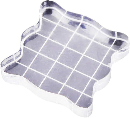 1PC Acrylic Stamp Blocks with Grid Lines, Transparent with Curve Edges Essential Stamping Tools for Scrapbooking Crafts Making (7.5x7.5cm)