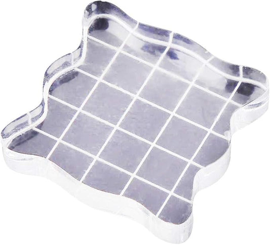 1PC Acrylic Stamp Blocks with Grid Lines, Transparent with Curve Edges Essential Stamping Tools for Scrapbooking Crafts Making (7.5x7.5cm)
