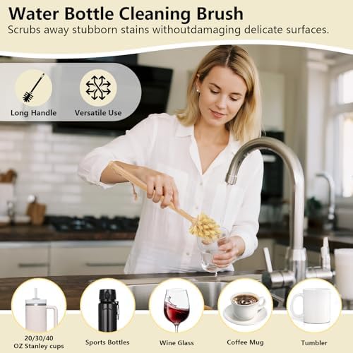 5 Pack Bamboo Dish Brush Set - Image 3