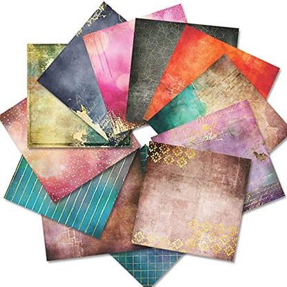 Scrapbook Paper Pad 12x12 Colored Sheets, Single-Sided Decoupage Pages, Colorful Cardstock for Scrapbooking, DIY Background, Cardmaking Supplies, Junk Journal Craft – 24 Pcs