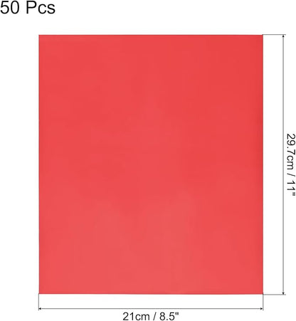MECCANIXITY 50 Pack Toner Reactive Foil ,Deco Foil Transfer Sheets 8.5"x11" A4 Hot Foil Paper for Laser Printer Scrapbooking Heat Transfer DIY Craft,Red