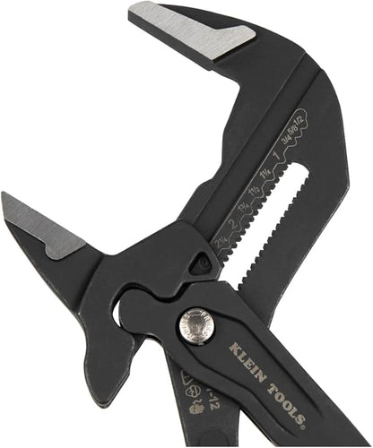 Klein Tools D53112 Compact Plier Wrench, High Leverage Multi-Use Adjustable Plier Wrench with Smooth Jaws, 12-Inch