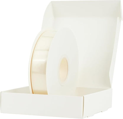 HUIHUANG Cream Ribbon 1 inch x 50 Yards Ivory Double-Faced Polyester Silk Satin Ribbon for Gift Wrapping, Wedding Invitations, Hair, Bows Making, Holiday Decor, Floral Arrangement