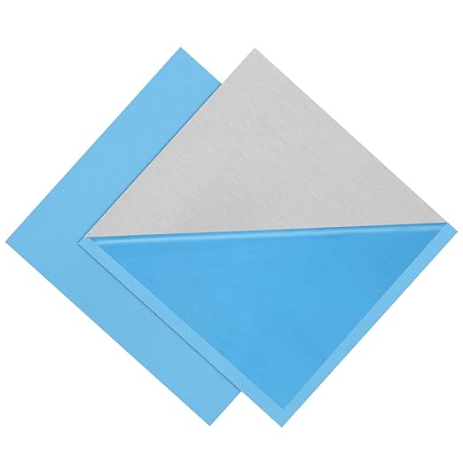 2Pack 6061 T651 Aluminum Sheet Metal 6 x 6 x 1/32 (0.0315”) Inch Flat Plain Aluminum Plate Covered with Protective Film, Heat Treatable Rectangle Aluminum Metal Plate for Crafting, DIY, 0.8mm Thick