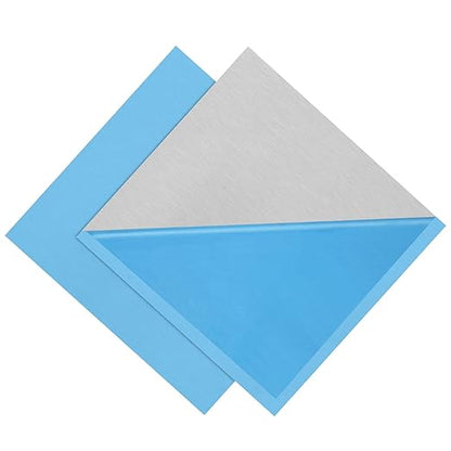 2Pack 6061 T651 Aluminum Sheet Metal 6 x 6 x 1/32 (0.0315”) Inch Flat Plain Aluminum Plate Covered with Protective Film, Heat Treatable Rectangle Aluminum Metal Plate for Crafting, DIY, 0.8mm Thick
