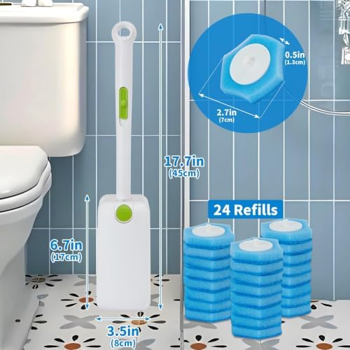 Disposable Toilet Brush and Holder Set, 24 Toilet Wand Refills - Image 2