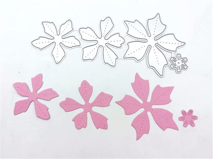 Mvchifay Cutting Dies Happy Birthday Metal Stencils Scrapbooking Tool DIY Emboss Paper Card Making (4 Pcs flowers-15.8x6.8cm)